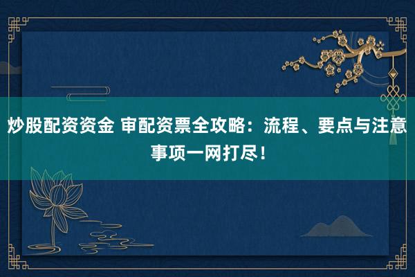炒股配资资金 审配资票全攻略：流程、要点与注意事项一网打尽！