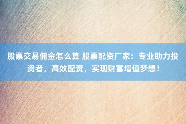 股票交易佣金怎么算 股票配资厂家：专业助力投资者，高效配资，实现财富增值梦想！