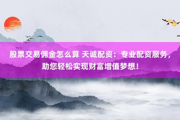 股票交易佣金怎么算 天诚配资：专业配资服务，助您轻松实现财富增值梦想！