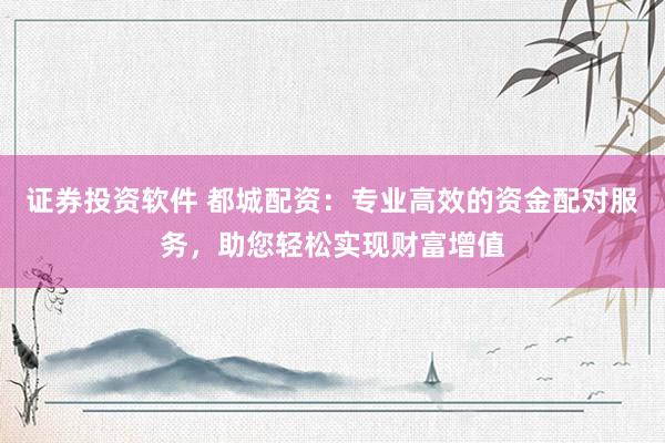 证券投资软件 都城配资：专业高效的资金配对服务，助您轻松实现财富增值