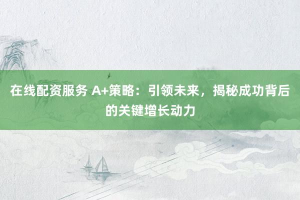 在线配资服务 A+策略：引领未来，揭秘成功背后的关键增长动力