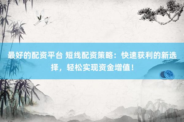 最好的配资平台 短线配资策略：快速获利的新选择，轻松实现资金增值！