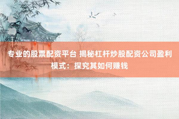 专业的股票配资平台 揭秘杠杆炒股配资公司盈利模式：探究其如何赚钱