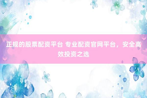 正规的股票配资平台 专业配资官网平台，安全高效投资之选