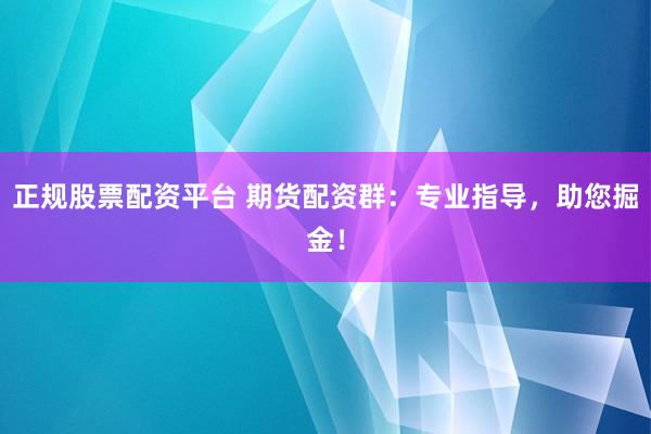 正规股票配资平台 期货配资群：专业指导，助您掘金！