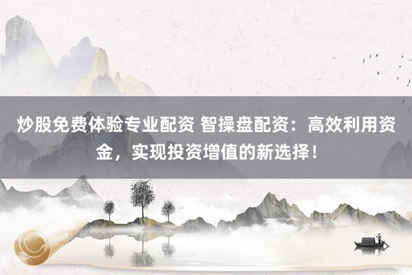 炒股免费体验专业配资 智操盘配资:高效利用资金,实现投资增值的新选择!