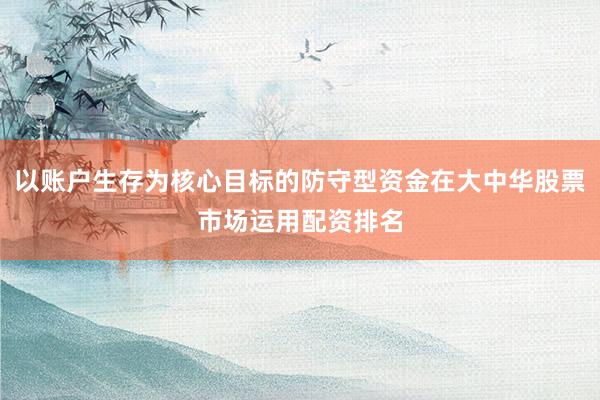 以账户生存为核心目标的防守型资金在大中华股票市场运用配资排名