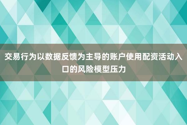 交易行为以数据反馈为主导的账户使用配资活动入口的风险模型压力