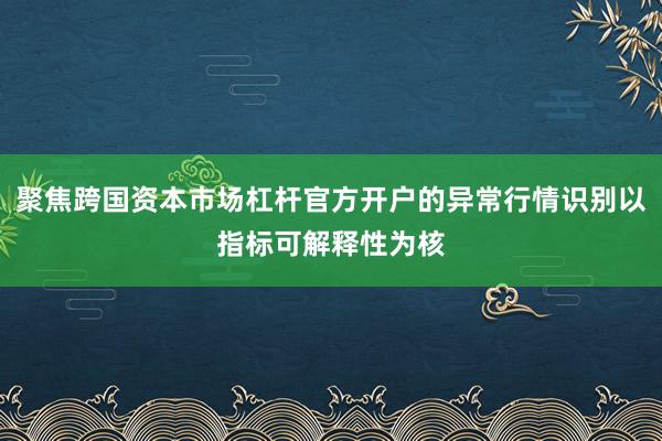 聚焦跨国资本市场杠杆官方开户的异常行情识别以指标可解释性为核