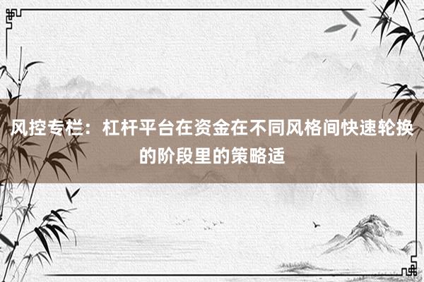 风控专栏：杠杆平台在资金在不同风格间快速轮换的阶段里的策略适