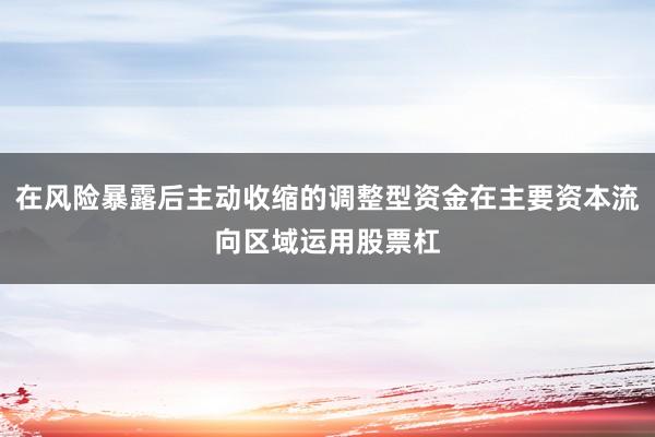 在风险暴露后主动收缩的调整型资金在主要资本流向区域运用股票杠