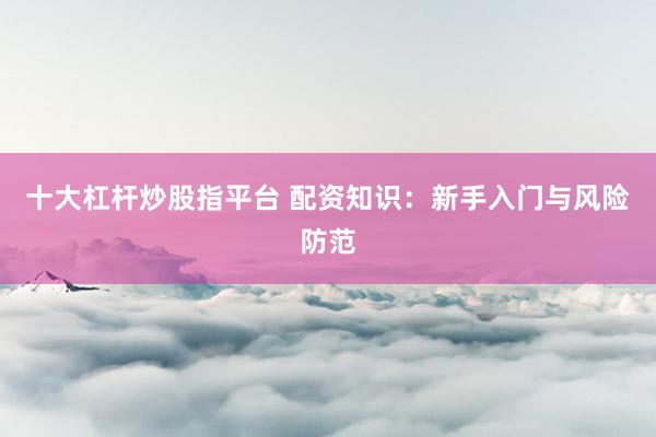 十大杠杆炒股指平台 配资知识：新手入门与风险防范