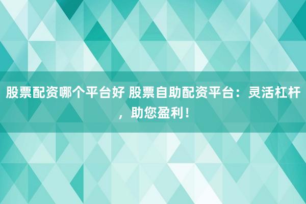 股票配资哪个平台好 股票自助配资平台：灵活杠杆，助您盈利！