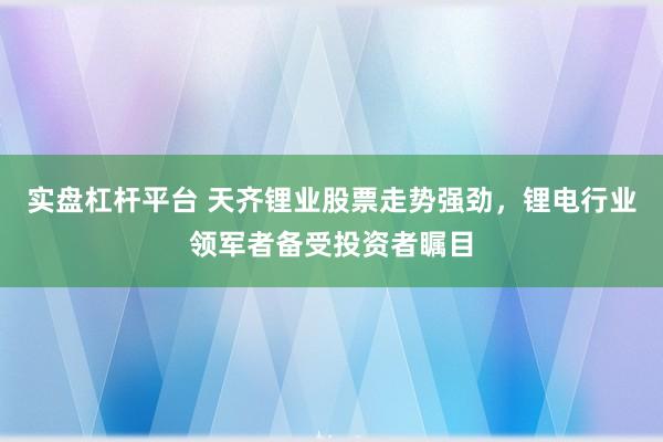 实盘杠杆平台 天齐锂业股票走势强劲,锂电行业领军者备受投资者瞩目
