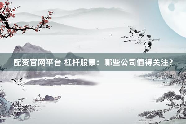 配资官网平台 杠杆股票：哪些公司值得关注？