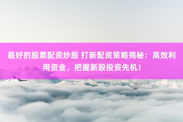 最好的股票配资炒股 打新配资策略揭秘：高效利用资金，把握新股投资先机！
