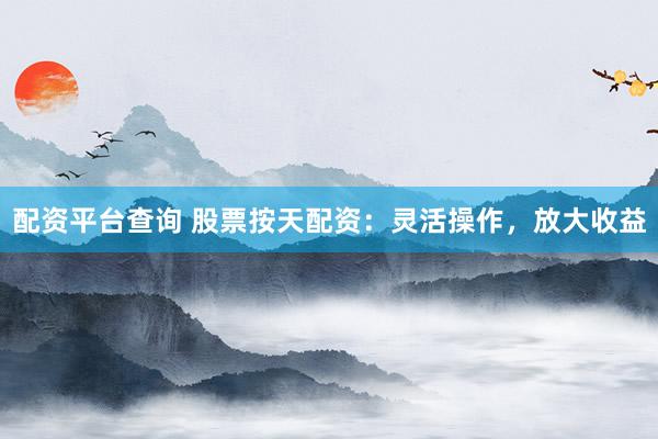 配资平台查询 股票按天配资：灵活操作，放大收益