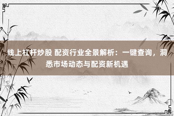 线上杠杆炒股 配资行业全景解析:一键查询,洞悉市场动态与配资新机遇